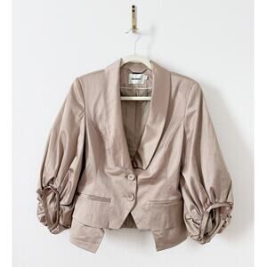 Gestuz Puff Sleeve Taupe Tan Fitted Blazer Puff Sleeve EU 40